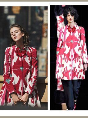 NWT Emporio Armani 2015 Runway Red Ikat Swing jacket Coat Giorgio size 40